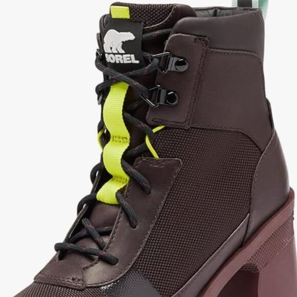 NWOT Sorel Brex Heel Lace Up Waterproof Rain Chunky Boot in New Cinder Sz. 8 - Picture 6 of 13